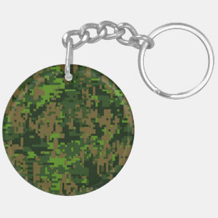 Woodland Style Digital Green Camouflage Accent Keychain