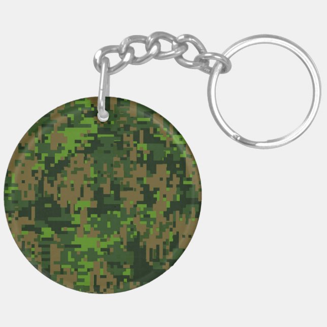 Woodland Style Digital Green Camouflage Accent Keychain (Back Right)