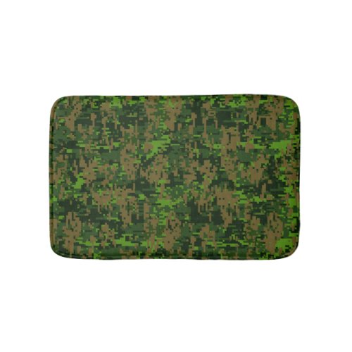 Woodland Style Digital Green Camouflage Decor Bathroom Mat