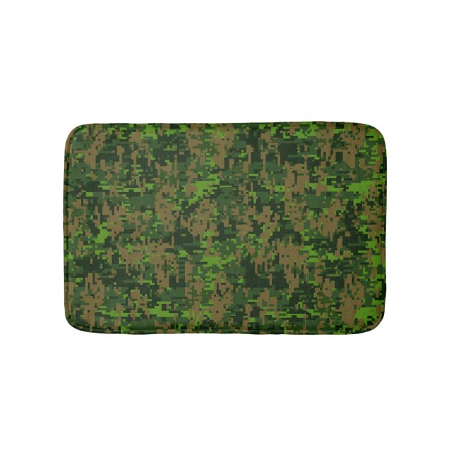 Woodland Style Digital Green Camouflage Decor Bathroom Mat (Front)