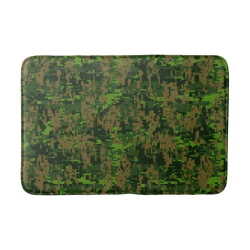 Woodland Style Digital Green Camouflage Decor Bathroom Mat