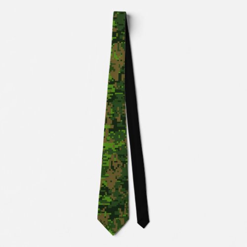 Woodland Style Digital Green Camouflage Decor Neck Tie