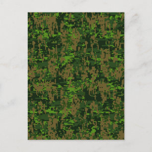 Woodland Style Digital Green Camouflage Decor Postcard
