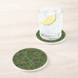 Woodland Style Digital Green Camouflage Decor Sandstone Coaster