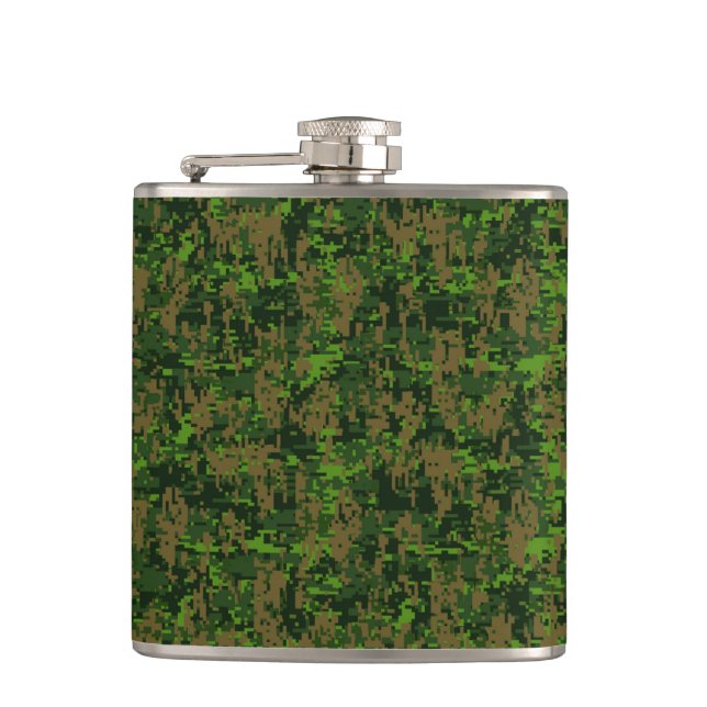 Woodland Style Green Digital Camouflage Flask (Front)