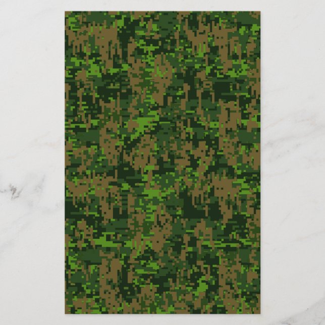 Woodland Style Green Digital Camouflage Stationery (Front)