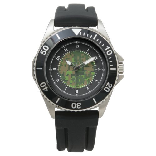 Woodland Style Green Digital Camouflage Watch