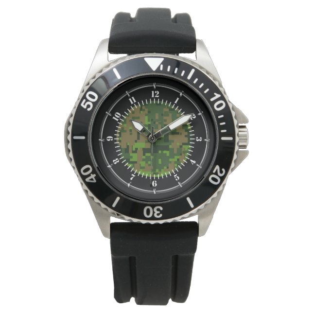 Woodland Style Green Digital Camouflage Watch (Front)