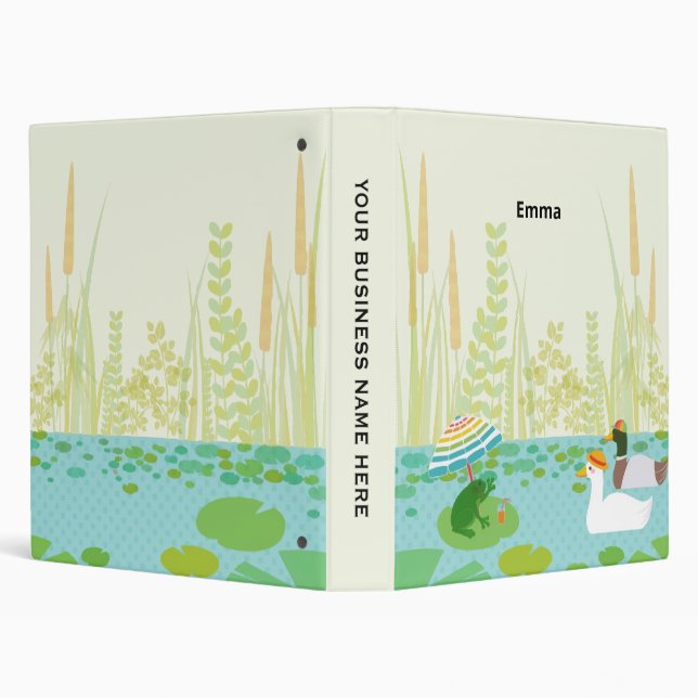 Woodland Summer Lake Animals Vacation Party  3 Ring Binder (Background)