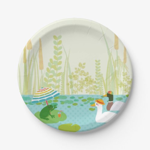 Woodland Summer Lake Animals Vacation Party  Paper Plates