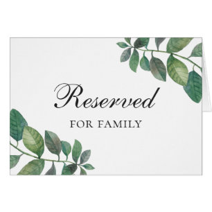 Woodland summer wedding. Botanical reserved sign Cards