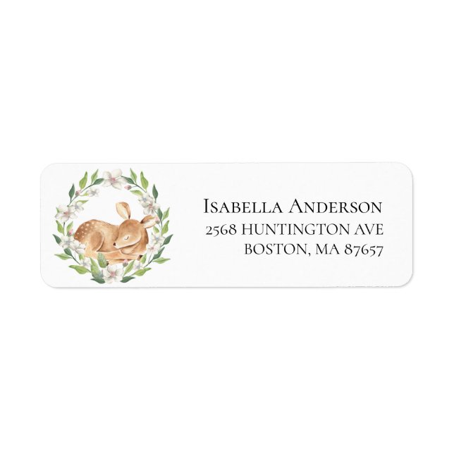 Woodland Sweet Deer Baby Shower Label (Front)