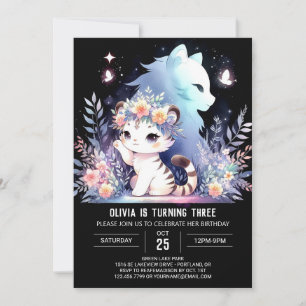 Woodland Sweet Tiger Birthday  Invitation