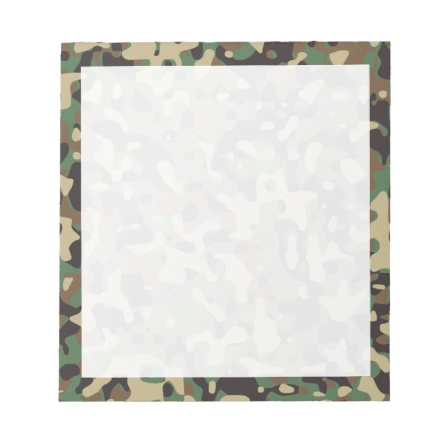 Woodland Tan Brown Green Gray Camo Camouflage Notepad (Front)