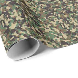 Woodland Tan Green Brown Military Camo Camouflage Wrapping Paper