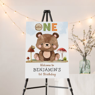 Woodland Teddy Bear 1st Birthday Welcome Foam Boar Foam Board