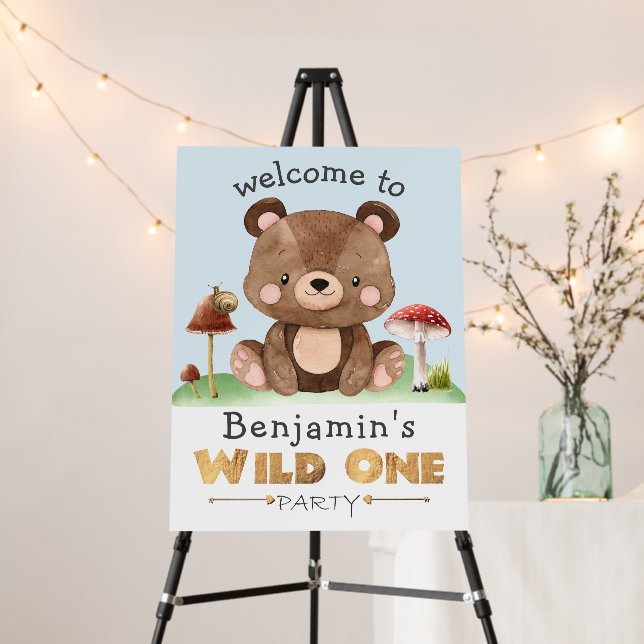 Woodland Teddy Bear 1st Birthday Welcome Foam Boar Foam Board (In Situ (Stand))
