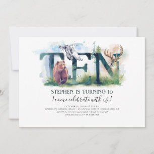 Woodland Ten - 10th Birthday Invitation