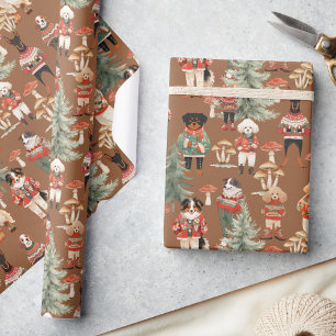 Woodland Terracotta Dog Christmas Wrapping Paper