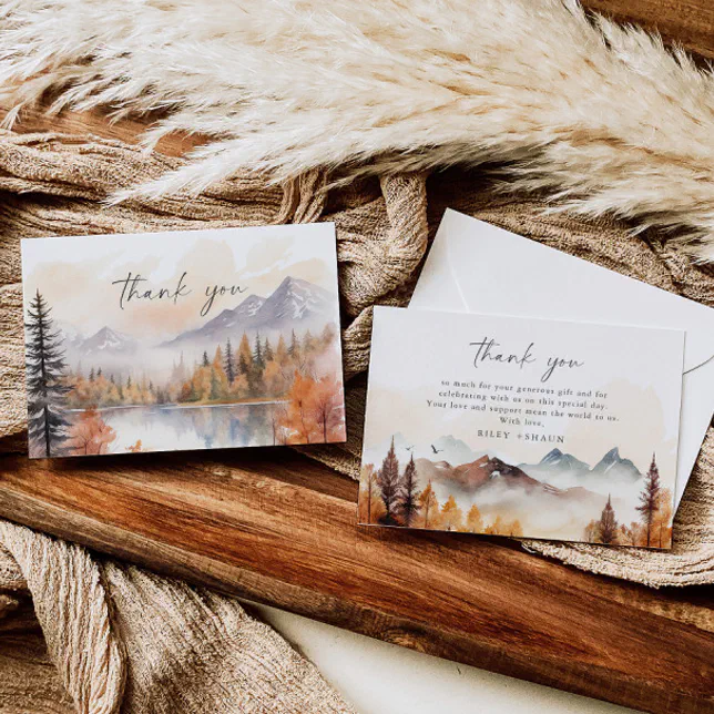 Woodland Thank You Card Forest Rustic Fall Muted | Zazzle