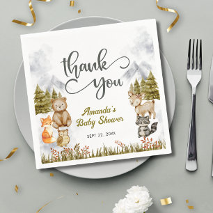 Woodland Thank You Forest Animals Baby Shower Napkins