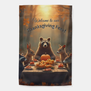 Woodland Thanksgiving Party Friends and Family Garden Flag