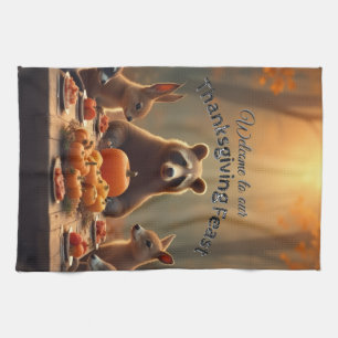 Woodland Thanksgiving Party Friends and Family Kitchen Towel