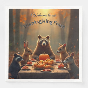 Woodland Thanksgiving Party Friends and Family Paper Dinner Napkins