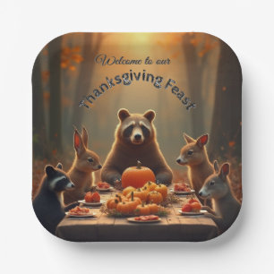 Woodland Thanksgiving Party Friends and Family Paper Plates