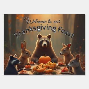 Woodland Thanksgiving Party Friends and Family Sign
