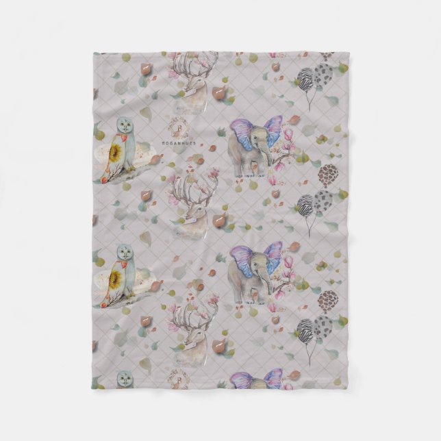 Woodland Theme Baby Fleece Blanket (Front)