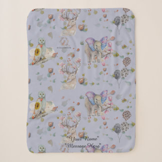 Woodland Theme Baby Sherpa Blanket