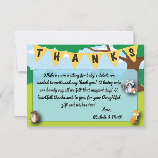 Woodland theme baby shower thank you card custom! | Zazzle.com