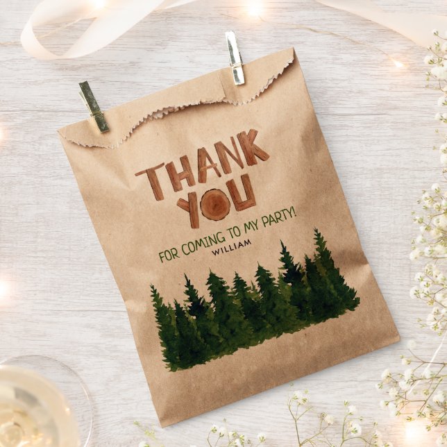 Woodland Theme Thank You  Birthday Favor Bag (Clipped)