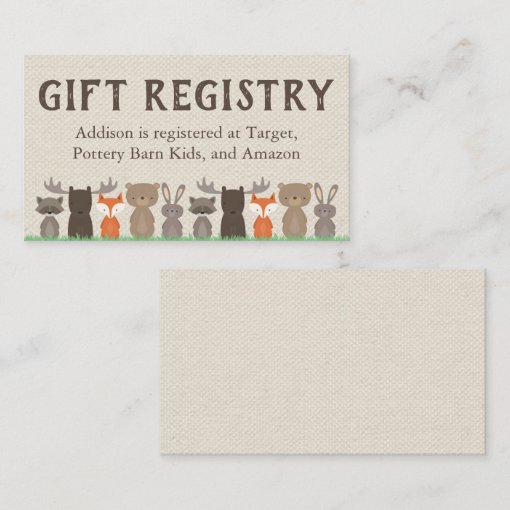 Woodland Themed Baby Shower Registry Inserts Zazzle
