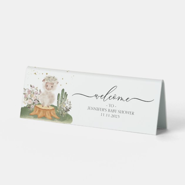 Woodland Themed Baby Shower Sheep Welcome Table Tent