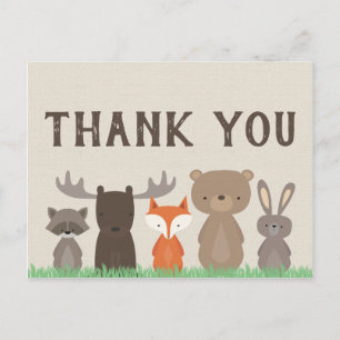 Woodland Themed Baby Shower Thank You Postcards