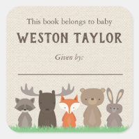 Woodland Themed Bookplate Stickers for Baby Shower