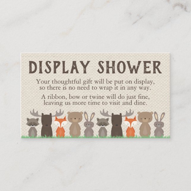 Woodland Themed Display Shower Inserts (Front)