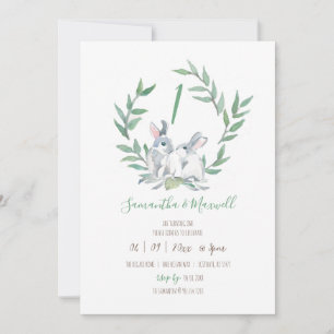 Woodland Themed Twins 1st Birthday Invitation