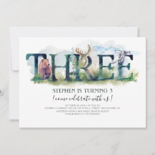 Woodland Three - 3rd Birthday Invitation