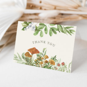 Woodland Toadstool Greenery Bridal Shower Letterpress Thank You Card