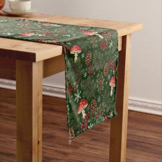 Woodland Toadstool Holiday Dining Short Table Runner