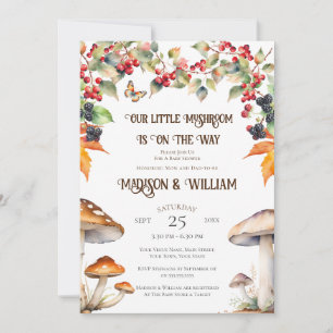Woodland Toadstool Mushroom Fall Baby Shower Invitation