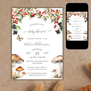 Woodland Toadstool Mushroom Fall Baby Shower Invitation