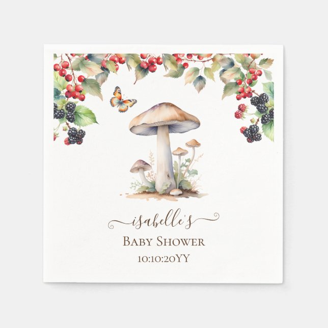 Woodland Toadstool & Mushroom Fall Baby Shower  Napkins (Front)