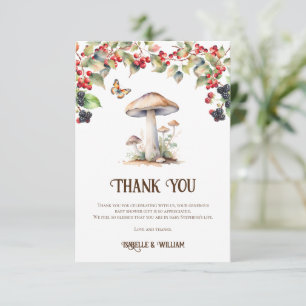 Woodland Toadstool & Mushroom Fall Baby Shower Thank You Card