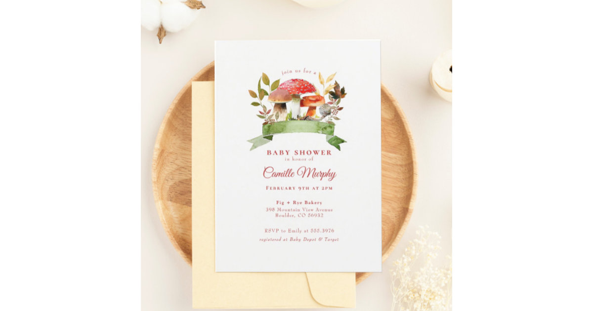 Woodland Toadstool Mushroom Red Baby Shower Invitation Zazzle