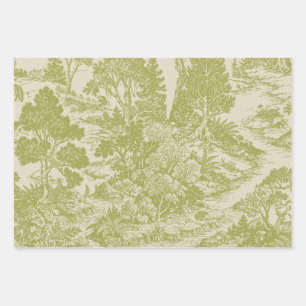 Woodland Toile Forest Animals Vintage Botanical Wrapping Paper Sheets