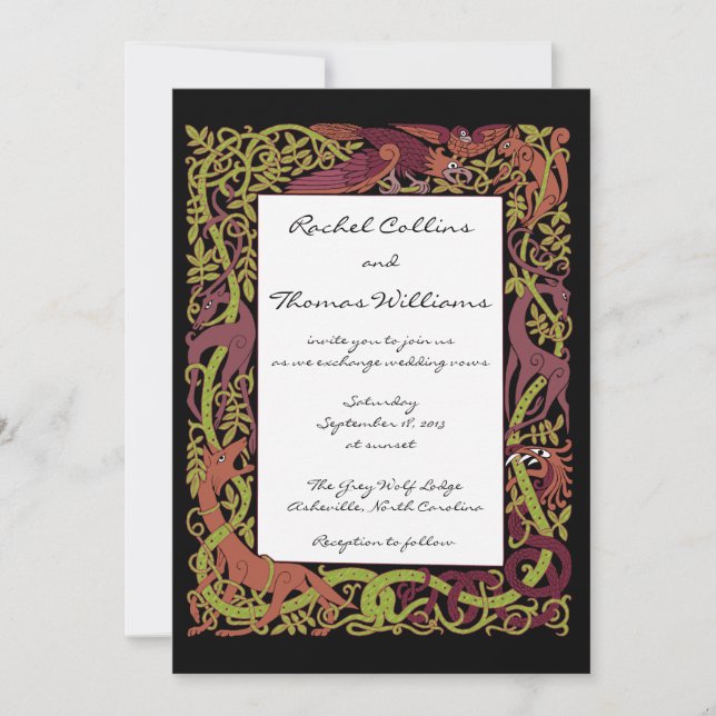 Woodland Tones Celtic Animals Wedding Invitation (Front)